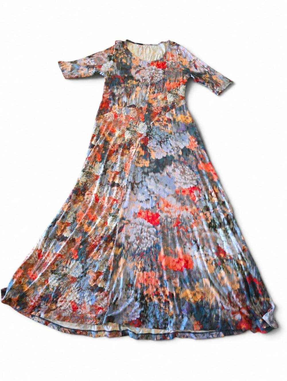Soft Surroundings Nanette Maxi Dress Womens L Abstract Floral Stretch Boho - Picture 10 of 14
